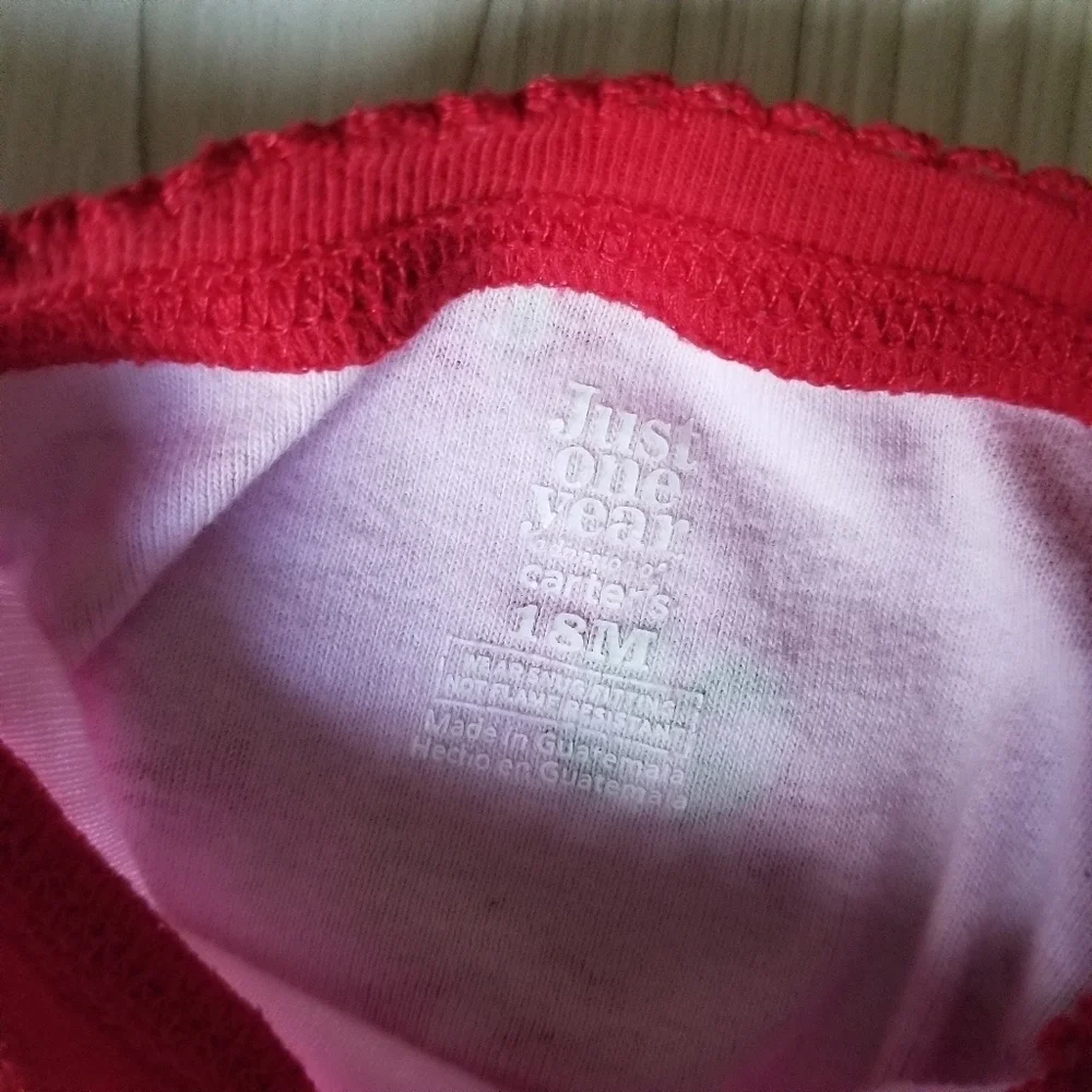 Just one year Carter's pink and red peppermint 2 piece pajama size 18 mo